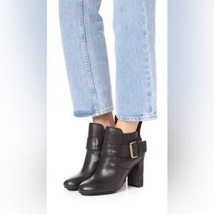 See by Chloe Buckle Black Leather SB Heeled Bootie